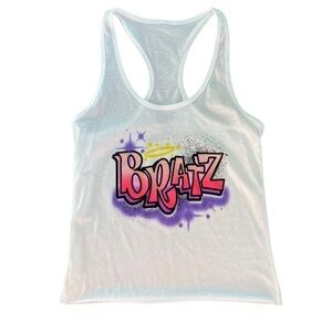 Bratz Graphic Cropped White Racer Back Tank Top Lightweight Size Small